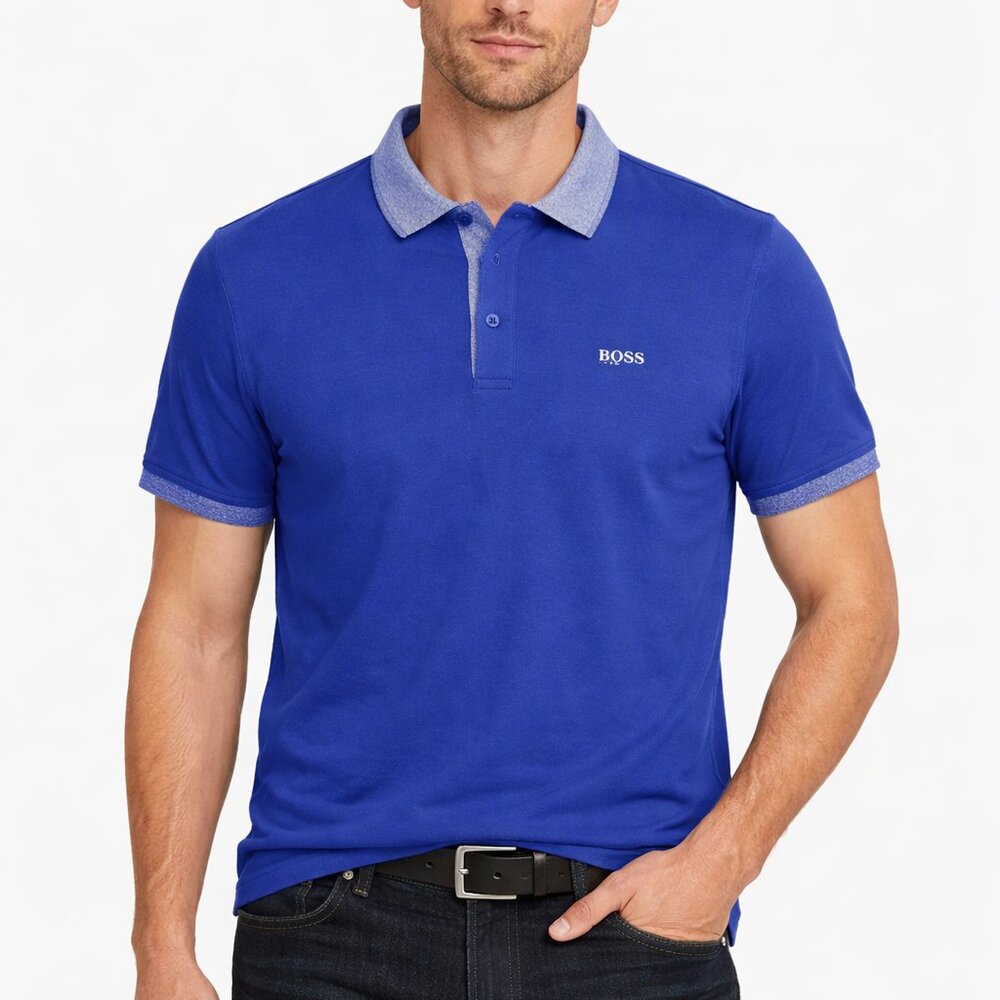 BOSS Hugo Boss Slim Fit Polo Shirt Pima Cotton Blue